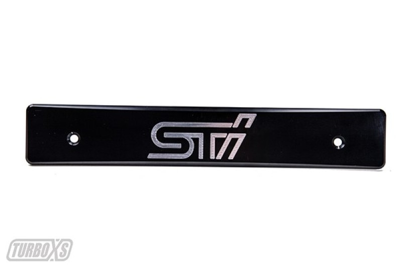 Subaru WRX STI License Plate Delete - Turbo XS - Billet Aluminum Machined STi Logo - Black - `15-`19